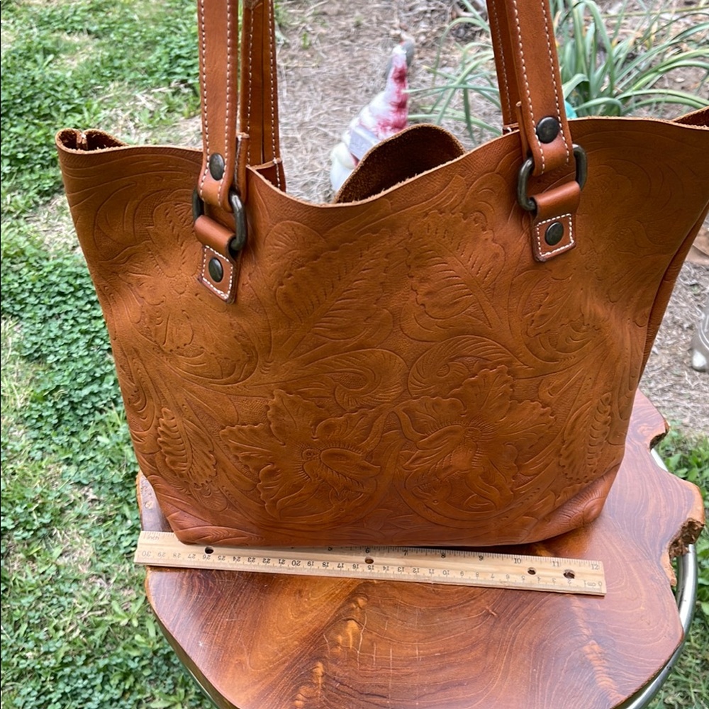 Embossed leather tote